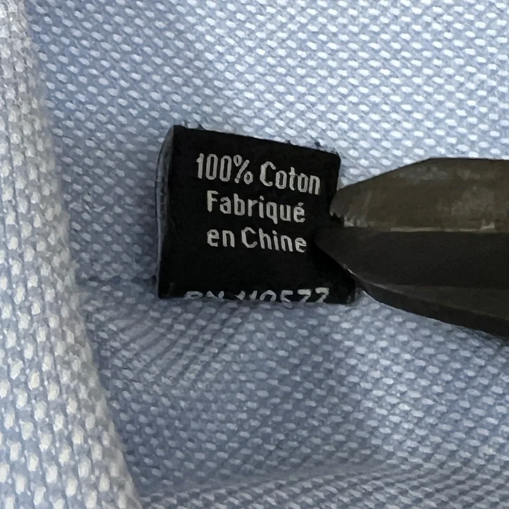 David‎ Donahue Mens Light Blue 100% Cotton Dress Shirt 18.5 34/35 Micro Pattern